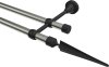 10153925-103928 Gardinenstange Metall 16 mm Ø 2-läufig PRIMUS - Lorenzo Edelstahl-Optik / Schwarz (ohne Ringe)