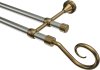 10154025-103995 Gardinenstange Metall 16 mm Ø 2-läufig PRIMUS - Allegra Edelstahl-Optik / Messing Antik (ohne Ringe)