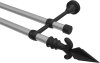 10154125-103328 Gardinenstange Metall 16 mm Ø 2-läufig PRIMUS - Matteo Silbergrau / Schwarz (ohne Ringe)