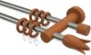 10160312-103922 Gardinenstange Metall / Holz 16 mm Ø 2-läufig ADRIAN - Flower Edelstahl-Optik / Kirschbaum lackiert