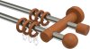 10162112-103922 Gardinenstange Metall / Holz 16 mm Ø 2-läufig ADRIAN - Geo Edelstahl-Optik / Kirschbaum lackiert