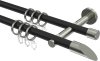 10162403-XX2839 Gardinenstange Metall 16 mm Ø 2-läufig MEDIUM - Santoni Schwarz / Edelstahl-Optik
