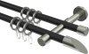 10162416-102839 Gardinenstange Metall 16 mm Ø 2-läufig SINUX - Santoni Schwarz / Edelstahl-Optik