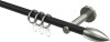 10162501-102839 Gardinenstange Metall 16 mm Ø MEDIUM - Poveda Schwarz / Edelstahl-Optik