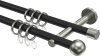 10162703-102839 Gardinenstange Metall 16 mm Ø 2-läufig MEDIUM - Puros Schwarz / Edelstahl-Optik