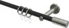 10163001-102839 Gardinenstange Metall 16 mm Ø MEDIUM - Caras Schwarz / Edelstahl-Optik