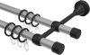 10163725-103328 Gardinenstange Metall 16 mm Ø 2-läufig PRIMUS - Lucan Silbergrau / Schwarz