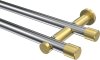 10193112-101238 Gardinenstange Metall 20 mm Ø 2-läufig PLATON - Santo Chrom / Messing-Optik (ohne Ringe)