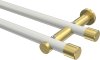 10193112-103238 Gardinenstange Metall 20 mm Ø 2-läufig PLATON - Santo Weiß / Messing-Optik (ohne Ringe)