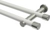 10193112-103239 Gardinenstange Metall 20 mm Ø 2-läufig PLATON - Santo Weiß / Edelstahl-Optik (ohne Ringe)