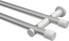 10193112-103332 Gardinenstange Metall 20 mm Ø 2-läufig PLATON - Santo Silbergrau / Weiß (ohne Ringe)