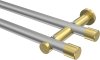 10193112-103338 Gardinenstange Metall 20 mm Ø 2-läufig PLATON - Santo Silbergrau / Messing-Optik (ohne Ringe)