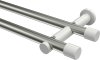 10193112-103932 Gardinenstange Metall 20 mm Ø 2-läufig PLATON - Santo Edelstahl-Optik / Weiß (ohne Ringe)