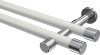 10193126-103212 Gardinenstange Metall 20 mm Ø 2-läufig PRESTIGE - Santo Weiß / Chrom (ohne Ringe)