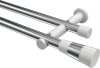 10193312-101232 Gardinenstange Metall 20 mm Ø 2-läufig PLATON - Tanara Chrom / Weiß (ohne Ringe)