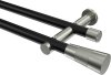 10193312-102939 Gardinenstange Metall 20 mm Ø 2-läufig PLATON - Tanara Schwarz / Edelstahl-Optik (ohne Ringe)