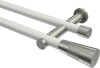10193312-103239 Gardinenstange Metall 20 mm Ø 2-läufig PLATON - Tanara Weiß / Edelstahl-Optik (ohne Ringe)