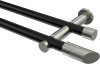 10193412-102939 Gardinenstange Metall 20 mm Ø 2-läufig PLATON - Verano Schwarz / Edelstahl-Optik (ohne Ringe)
