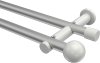 10193612-103332 Gardinenstange Metall 20 mm Ø 2-läufig PLATON - Luino Silbergrau / Weiß (ohne Ringe)