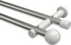10193612-103932 Gardinenstange Metall 20 mm Ø 2-läufig PLATON - Luino Edelstahl-Optik / Weiß (ohne Ringe)