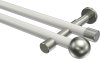 10193626-103239 Gardinenstange Metall 20 mm Ø 2-läufig PRESTIGE - Luino Weiß / Edelstahl-Optik (ohne Ringe)