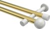 10193626-103832 Gardinenstange Metall 20 mm Ø 2-läufig PRESTIGE - Luino Messing-Optik / Weiß (ohne Ringe)