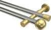 10193626-103938 Gardinenstange Edelstahl-Optik / Messing-Optik 20 mm Ø 2-läufig PRESTIGE - Luino (ohne Ringe)