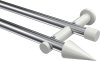 10193712-101232 Gardinenstange Metall 20 mm Ø 2-läufig PLATON - Savio Chrom / Weiß (ohne Ringe)