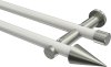 10193712-103239 Gardinenstange Metall 20 mm Ø 2-läufig PLATON - Savio Weiß / Edelstahl-Optik (ohne Ringe)