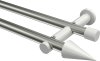 10193712-103932 Gardinenstange Metall 20 mm Ø 2-läufig PLATON - Savio Edelstahl-Optik / Weiß (ohne Ringe)