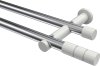 10193812-101232 Gardinenstange Metall 20 mm Ø 2-läufig PLATON - Elanto Chrom / Weiß (ohne Ringe)
