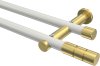 10193812-103238 Gardinenstange Metall 20 mm Ø 2-läufig PLATON - Elanto Weiß / Messing-Optik (ohne Ringe)