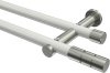 10193812-103239 Gardinenstange Metall 20 mm Ø 2-läufig PLATON - Elanto Weiß / Edelstahl-Optik (ohne Ringe)