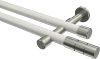 10193826-103239 Gardinenstange Metall 20 mm Ø 2-läufig PRESTIGE - Elanto Weiß / Edelstahl-Optik (ohne Ringe)