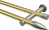 10193912-103839 Gardinenstange Messing-Optik / Edelstahl-Optik 20 mm Ø 2-läufig PLATON - Samanto (ohne Ringe)