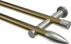 10193912-109539 Gardinenstange Metall 20 mm Ø 2-läufig PLATON - Samanto Messing Antik / Edelstahl-Optik (ohne Ringe)