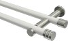 10194112-103239 Gardinenstange Metall 20 mm Ø 2-läufig PLATON - Estana Weiß / Edelstahl-Optik (ohne Ringe)