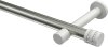 10194125-103932 Gardinenstange Metall 20 mm Ø PRESTIGE - Estana Edelstahl-Optik / Weiß (ohne Ringe)