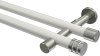 10194126-103239 Gardinenstange Metall 20 mm Ø 2-läufig PRESTIGE - Estana Weiß / Edelstahl-Optik (ohne Ringe)