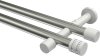 10194126-103932 Gardinenstange Metall 20 mm Ø 2-läufig PRESTIGE - Estana Edelstahl-Optik / Weiß (ohne Ringe)