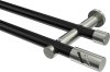 10194212-102939 Gardinenstange Metall 20 mm Ø 2-läufig PLATON - Zoena Schwarz / Edelstahl-Optik (ohne Ringe)