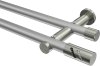 10194212-103339 Gardinenstange Metall 20 mm Ø 2-läufig PLATON - Zoena Silbergrau / Edelstahl-Optik (ohne Ringe)