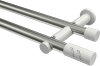 10194212-103932 Gardinenstange Metall 20 mm Ø 2-läufig PLATON - Zoena Edelstahl-Optik / Weiß (ohne Ringe)