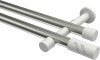 10194226-103932 Gardinenstange Metall 20 mm Ø 2-läufig PRESTIGE - Zoena Edelstahl-Optik / Weiß (ohne Ringe)