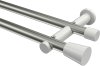 10194612-103932 Gardinenstange Metall 20 mm Ø 2-läufig PLATON - Sitra Edelstahl-Optik / Weiß (ohne Ringe)