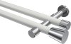 10194626-103212 Gardinenstange Metall 20 mm Ø 2-läufig PRESTIGE - Sitra Weiß / Chrom (ohne Ringe)