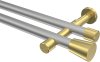 10194626-103338 Gardinenstange Metall 20 mm Ø 2-läufig PRESTIGE - Sitra Silbergrau / Messing-Optik (ohne Ringe)