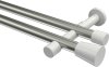 10194626-103932 Gardinenstange Metall 20 mm Ø 2-läufig PRESTIGE - Sitra Edelstahl-Optik / Weiß (ohne Ringe)