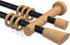 10200328-102930 Gardinenstange Metall / Holz 20 mm Ø 2-läufig TALENA - Bero Schwarz / Buche lackiert