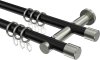 10203112-102939 Gardinenstange Metall 20 mm Ø 2-läufig PLATON - Santo Schwarz / Edelstahl-Optik